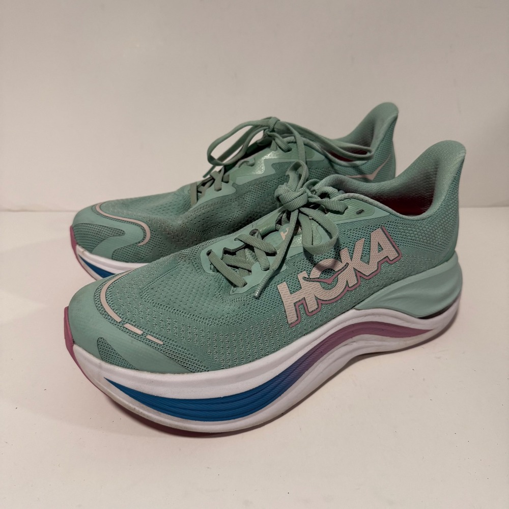 Hoka Womens Skyward X Running Shoes 9 Ice Water Lettuce Leaf Good Lightweight